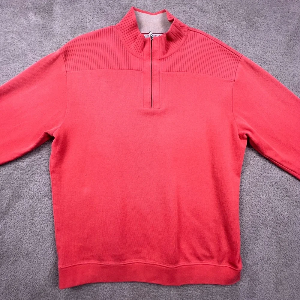 Cutter & Buck Quarter Zip Pullover Womens Large Coral Pima Cotton Ribbed Athlete